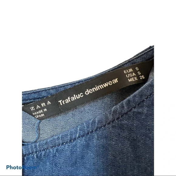 Zara long  sleeve blue striped detail jeans top Sz S - Picture 5 of 13